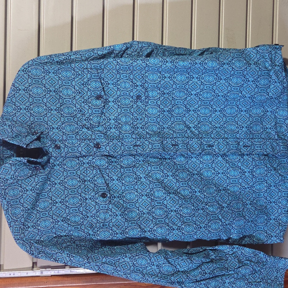 Roper Men's Teal Geometric Shirt